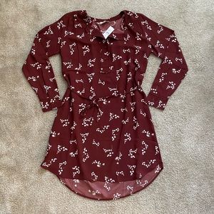 LOFT Floral Burgundy Dress